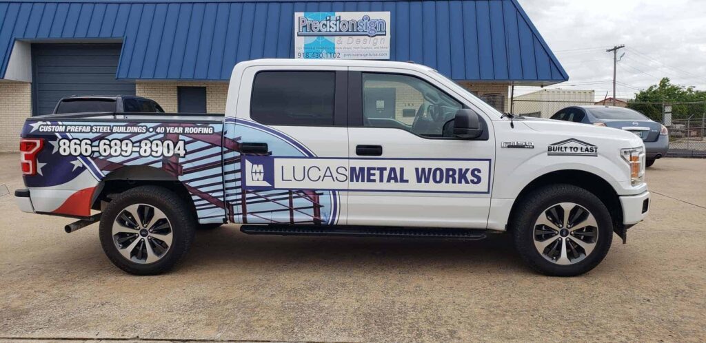 Lucas metal works partial car wrap